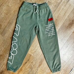 CHNGE Embroidered Sweatpants Organic Cotton Sustainable Love Green Womens S